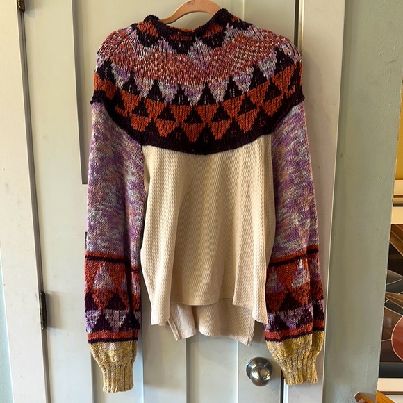 Free People Multicolor Geometric Pattern Sweater Free...
